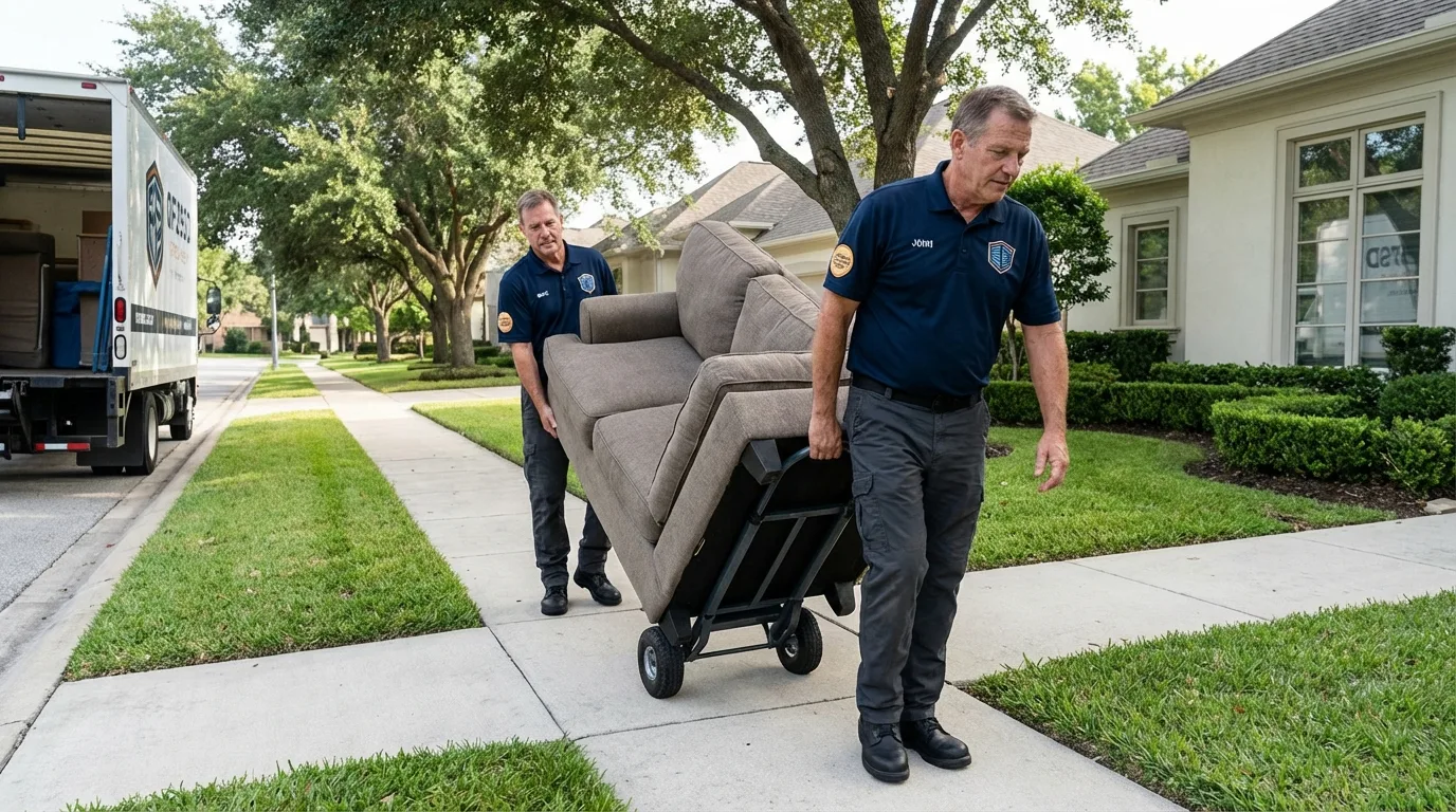 Local residential moving crew loading furniture in Cadott, WI